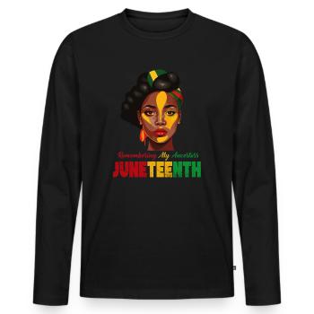 Juneteenth 1865 Se souvenir de mes ancêtres - T-shirt manches longues Premium bio Homme - noir - Devant - Nico (187cm)