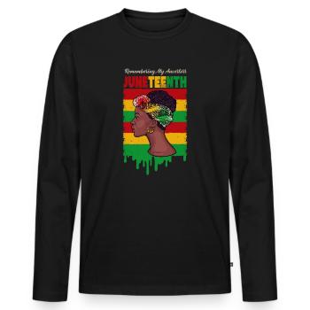 Juneteenth 1865 Remembering My Ancestors - Men's Premium Organic Long Sleeve Shirt - black - Front - Nico (187cm)