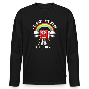 J’ai fermé mon livre pour être ici rat de bibliothèque drôle en disant - T-shirt manches longues Premium bio Homme - noir - Devant - Nico (187cm)
