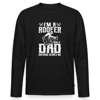 Roofer Dad Funny Roofing Novelty - Men's Premium Organic Long Sleeve Shirt - black - Front - Nico (187cm)