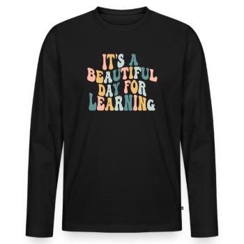 Es ist ein schöner Tag zum Lernen - Männer Premium Bio Langarmshirt - Schwarz - Vorne - Nico (187cm)