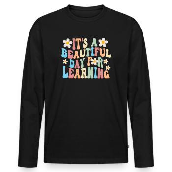 Es ist ein schöner Tag zum Lernen - Männer Premium Bio Langarmshirt - Schwarz - Vorne - Nico (187cm)