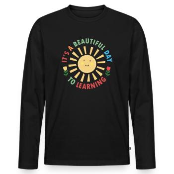 Es ist ein schöner Tag zum Lernen - Männer Premium Bio Langarmshirt - Schwarz - Vorne - Nico (187cm)