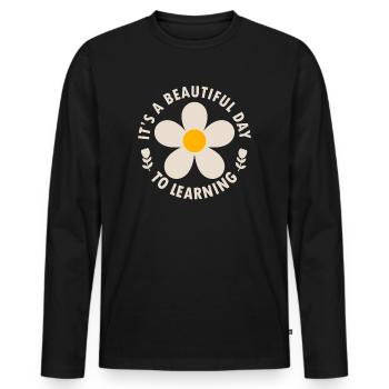 Es ist ein schöner Tag zum Lernen - Männer Premium Bio Langarmshirt - Schwarz - Vorne - Nico (187cm)