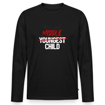Middle Child Not Youngest Child Funny Sibling - Men's Premium Organic Long Sleeve Shirt - black - Front - Nico (187cm)
