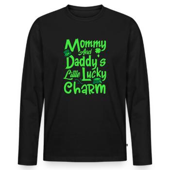 Maman et papa’s Little Lucky Charm St. Patrick’s - T-shirt manches longues Premium bio Homme - noir - Devant - Nico (187cm)