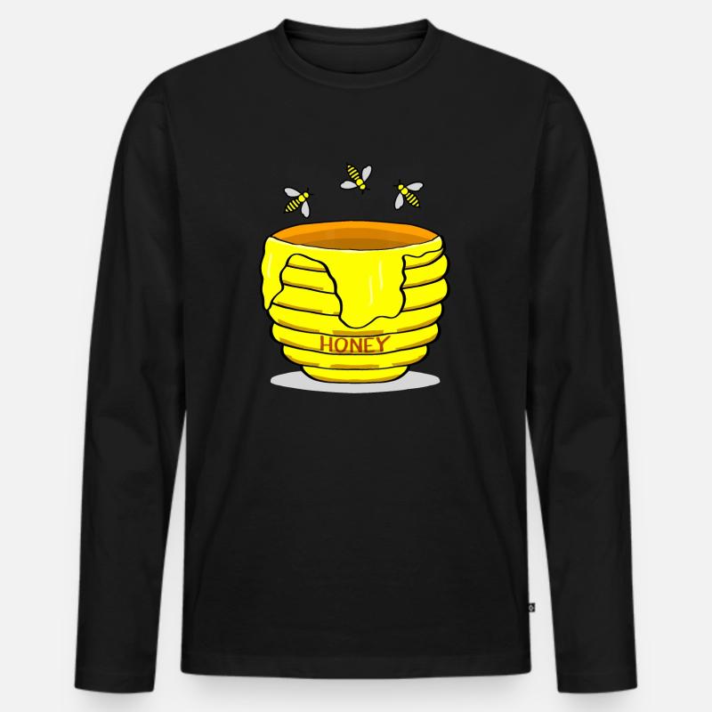 Honigtopf mit Honigbienen süßes Geschenk - Männer Premium Bio Langarmshirt - Schwarz
