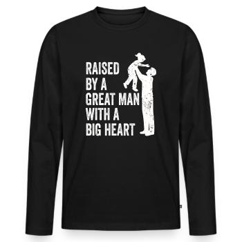 Aufgewachsen von einem großen Mann mit einem großen Herzen Vatertag - Männer Premium Bio Langarmshirt - Schwarz - Vorne - Nico (187cm)