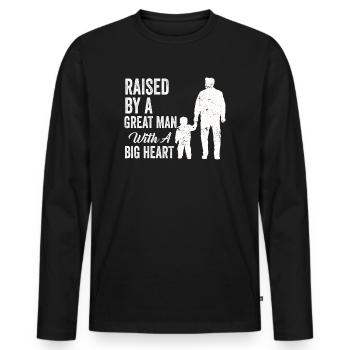 Aufgewachsen von einem großen Mann mit einem großen Herzen Vatertag - Männer Premium Bio Langarmshirt - Schwarz - Vorne - Nico (187cm)
