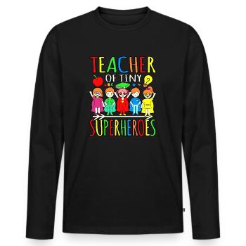 Premier jour de l’enseignant de minuscules super-héros - T-shirt manches longues Premium bio Homme - noir - Devant - Nico (187cm)