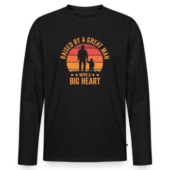 Aufgewachsen von einem großen Mann mit einem großen Herzen Vatertag - Männer Premium Bio Langarmshirt - Schwarz - Vorne - Nico (187cm)