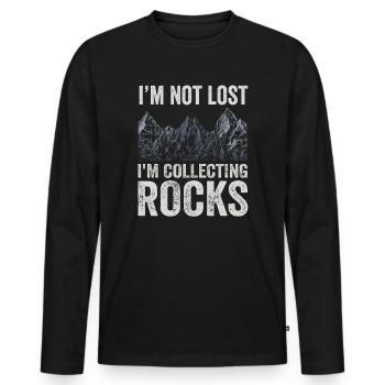 Ich bin nicht verloren Ich sammle Steine Lustige Geologie - Männer Premium Bio Langarmshirt - Schwarz - Vorne - Nico (187cm)