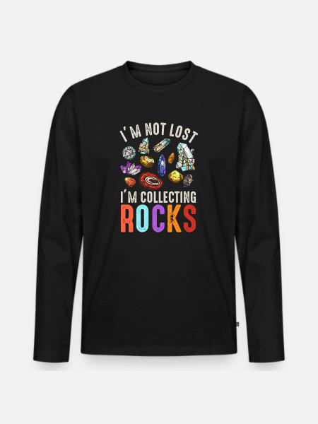 Jeg er ikke fortabt, jeg samler sten Sjov geologi - Premium økologisk langærmet T-shirt til mænd - sort