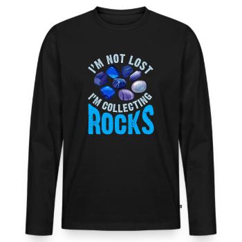 Ich bin nicht verloren Ich sammle Steine Lustige Geologie - Männer Premium Bio Langarmshirt - Schwarz - Vorne - Nico (187cm)