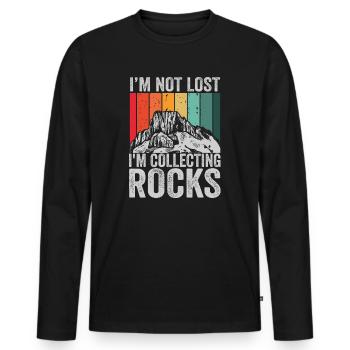 Ich bin nicht verloren Ich sammle Steine Lustige Geologie - Männer Premium Bio Langarmshirt - Schwarz - Vorne - Nico (187cm)