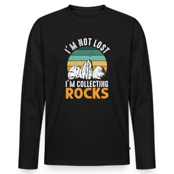 Ich bin nicht verloren Ich sammle Steine Lustige Geologie - Männer Premium Bio Langarmshirt - Schwarz - Vorne - Nico (187cm)