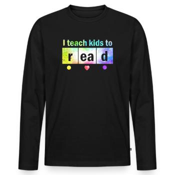 J’apprends aux enfants à lire les professeurs de sciences Lecture - T-shirt manches longues Premium bio Homme - noir - Devant - Nico (187cm)