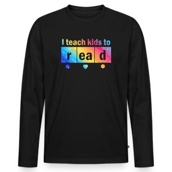 J’apprends aux enfants à lire les professeurs de sciences Lecture - T-shirt manches longues Premium bio Homme - noir - Devant - Nico (187cm)