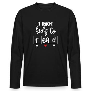 Ich bringe Kindern bei, Naturwissenschaften zu lesen, Lehrer lesen - Männer Premium Bio Langarmshirt - Schwarz - Vorne - Nico (187cm)