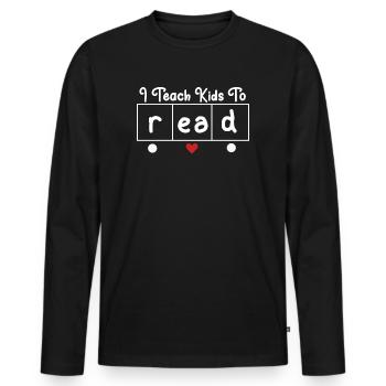 J’apprends aux enfants à lire les professeurs de sciences Lecture - T-shirt manches longues Premium bio Homme - noir - Devant - Nico (187cm)