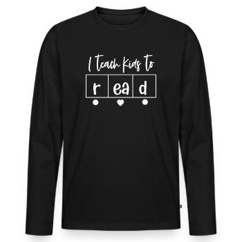I Teach Kids To Read Science Teachers Reading - Men's Premium Organic Long Sleeve Shirt - black - Front - Nico (187cm)