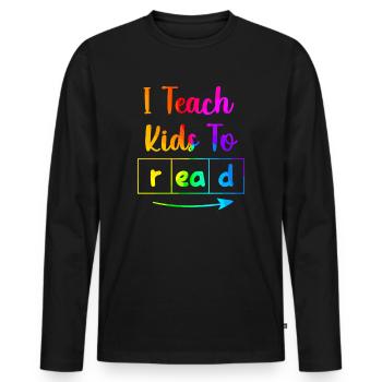 I Teach Kids To Read Science Teachers Reading - Men's Premium Organic Long Sleeve Shirt - black - Front - Nico (187cm)