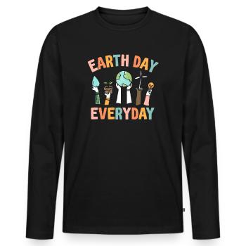 Earth Day Everyday Environmental Awareness - Men's Premium Organic Long Sleeve Shirt - black - Front - Nico (187cm)