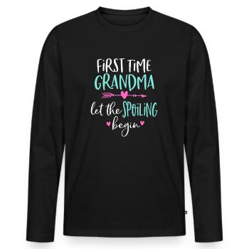 First Time Grandma Let the Spoiling Begin - Men's Premium Organic Long Sleeve Shirt - black - Front - Nico (187cm)