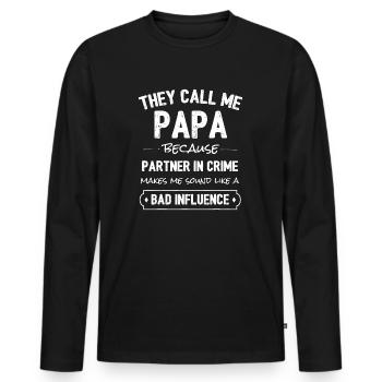 Lustiger Opa, Papa Partner In Crime Dad - Männer Premium Bio Langarmshirt - Schwarz - Vorne - Nico (187cm)