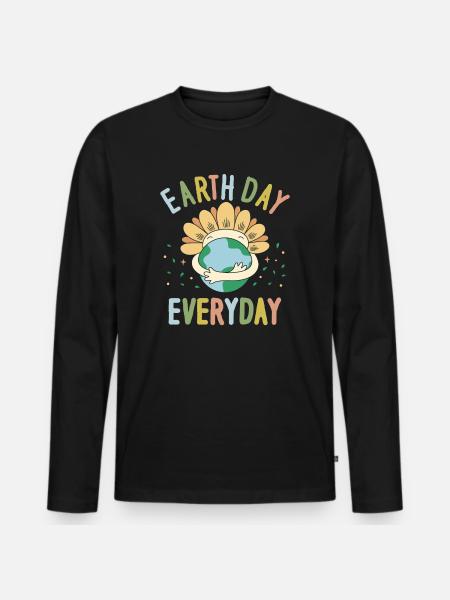 Earth Day Everyday Environmental Awareness - Men's Premium Organic Long Sleeve Shirt - black