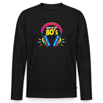 80er Die Musik der 80er - Männer Premium Bio Langarmshirt - Schwarz - Vorne - Nico (187cm)