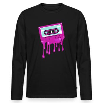 80's Cassette Tape 1990s Pencil Winding Cassette - Men's Premium Organic Long Sleeve Shirt - black - Front - Nico (187cm)