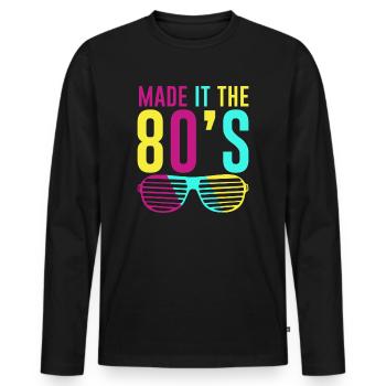 80er Die Musik der 80er - Männer Premium Bio Langarmshirt - Schwarz - Vorne - Nico (187cm)