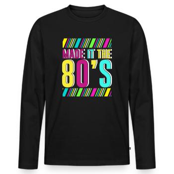 80er Die Musik der 80er - Männer Premium Bio Langarmshirt - Schwarz - Vorne - Nico (187cm)