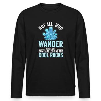 Wandern Sie auf der Suche nach coolen Felsen - Männer Premium Bio Langarmshirt - Schwarz - Vorne - Nico (187cm)