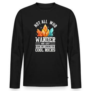 Wandern Sie auf der Suche nach coolen Felsen - Männer Premium Bio Langarmshirt - Schwarz - Vorne - Nico (187cm)