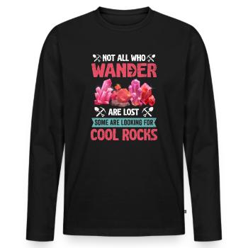 Wandern Sie auf der Suche nach coolen Felsen - Männer Premium Bio Langarmshirt - Schwarz - Vorne - Nico (187cm)
