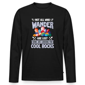 Wandern Sie auf der Suche nach coolen Felsen - Männer Premium Bio Langarmshirt - Schwarz - Vorne - Nico (187cm)