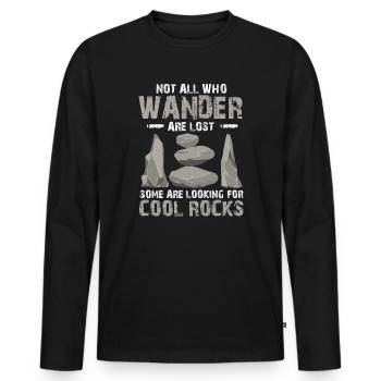 Wandern Sie auf der Suche nach coolen Felsen - Männer Premium Bio Langarmshirt - Schwarz - Vorne - Nico (187cm)