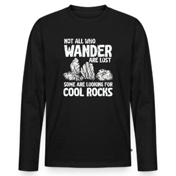 Wandern Sie auf der Suche nach coolen Felsen - Männer Premium Bio Langarmshirt - Schwarz - Vorne - Nico (187cm)