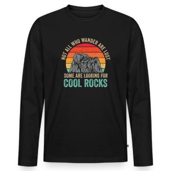 Wandern Sie auf der Suche nach coolen Felsen - Männer Premium Bio Langarmshirt - Schwarz - Vorne - Nico (187cm)