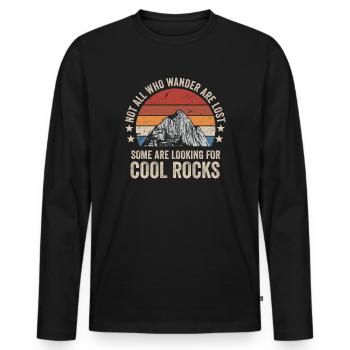 Wandern Sie auf der Suche nach coolen Felsen - Männer Premium Bio Langarmshirt - Schwarz - Vorne - Nico (187cm)