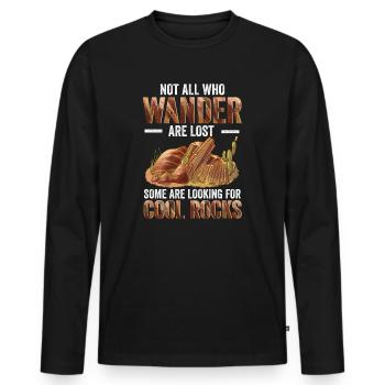 Wandern Sie auf der Suche nach coolen Felsen - Männer Premium Bio Langarmshirt - Schwarz - Vorne - Nico (187cm)