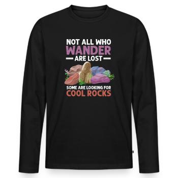 Wander Some Looking For Cool Rocks - Men's Premium Organic Long Sleeve Shirt - black - Front - Nico (187cm)