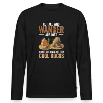 Wandern Sie auf der Suche nach coolen Felsen - Männer Premium Bio Langarmshirt - Schwarz - Vorne - Nico (187cm)