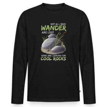 Wandern Sie auf der Suche nach coolen Felsen - Männer Premium Bio Langarmshirt - Schwarz - Vorne - Nico (187cm)