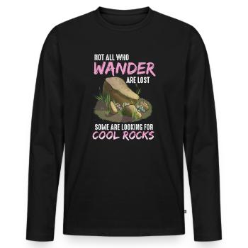Wander Some Looking For Cool Rocks - Men's Premium Organic Long Sleeve Shirt - black - Front - Nico (187cm)