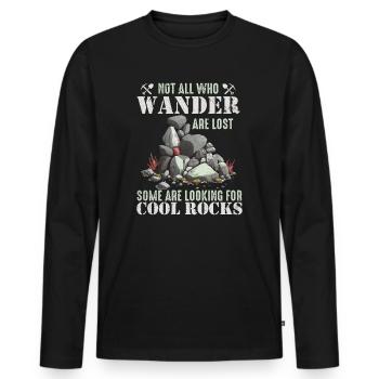 Wandern Sie auf der Suche nach coolen Felsen - Männer Premium Bio Langarmshirt - Schwarz - Vorne - Nico (187cm)