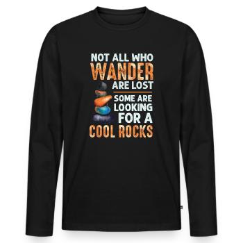 Wander Some Looking For Cool Rocks - Men's Premium Organic Long Sleeve Shirt - black - Front - Nico (187cm)