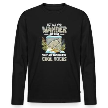 Wandern Sie auf der Suche nach coolen Felsen - Männer Premium Bio Langarmshirt - Schwarz - Vorne - Nico (187cm)